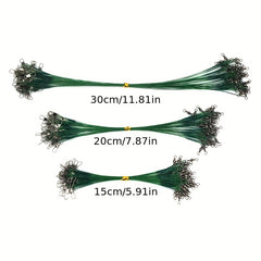 20pcs Anti Bite Steel Fishing Line Wire Leader Swivel Lead Core Leash