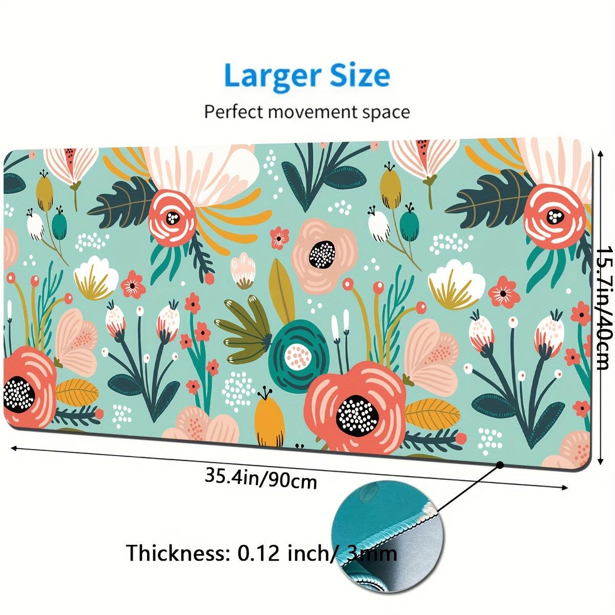 Large Gaming Mouse Pad 35.4in X 15.7in - Flowers Design