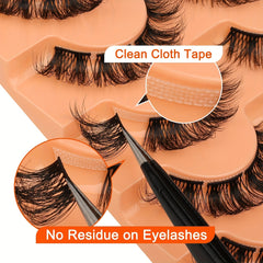7 Pairs Natural Eyelashes Cluster Extensions 6-15mm Mixed Length False Eyelashes