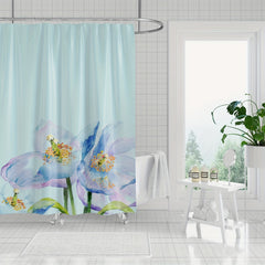 Flower Pattern Shower Curtain Waterproof Fabric