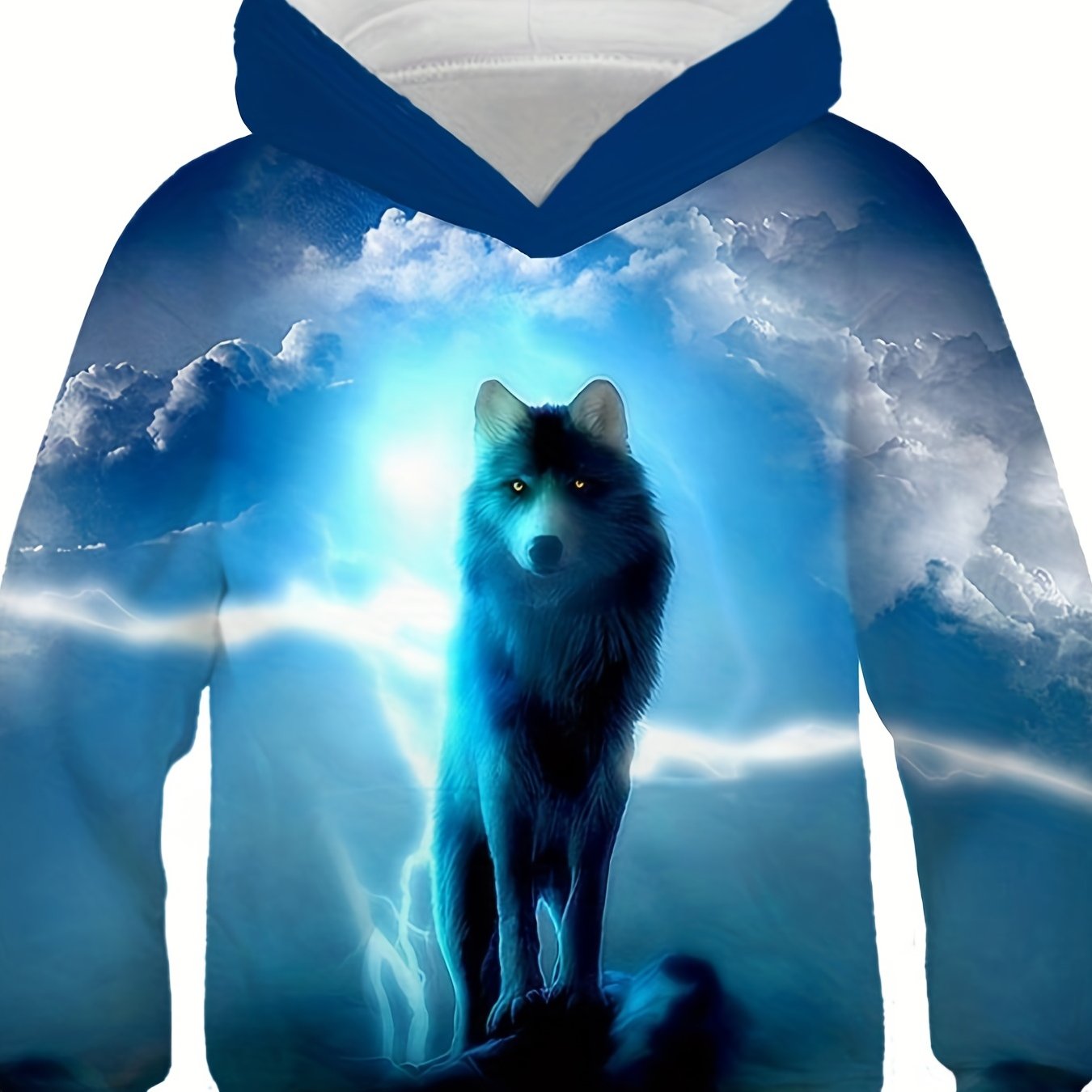Boy's Sky & Wolf Graphic Hoodie Casual Breathable 3D Print Hooded Sweatshirt
