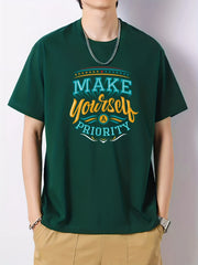 Colorful Letter Pattern Print Men's Graphic Cotton Tee