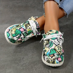 Women's Graffiti Pattern Slip On Canvas Shoes