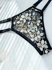 Floral Embroidery Lingerie Set Mesh Bra & Panties