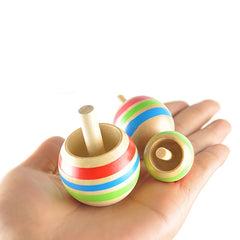 3pcs Colorful Wooden Top Spinners Set for Kids Educational and Fun Desktop Toy