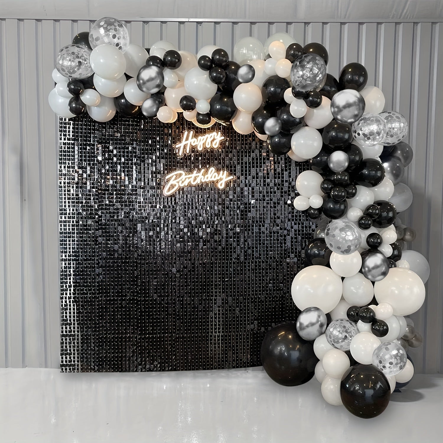 Silver Balloon Garland Kit 187pcs for Wedding Birthday Halloween Party Decor