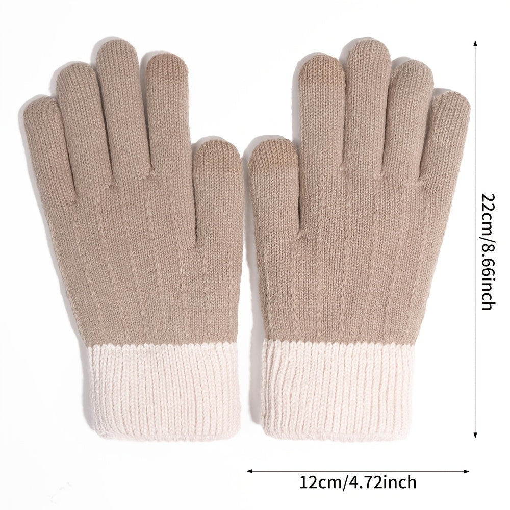 Winter Warm Knitted Gloves Touch Screen Full Finger Gloves Cold Weather
