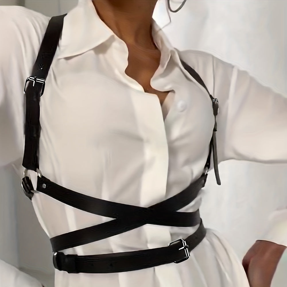 Rivet PU Leather Chest Belt Harness Waistband Goth Girdle Clothing Accessories