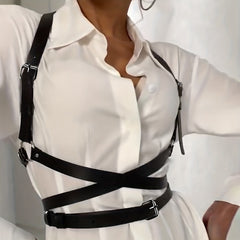 Rivet PU Leather Chest Belt Harness Waistband Goth Girdle Clothing Accessories