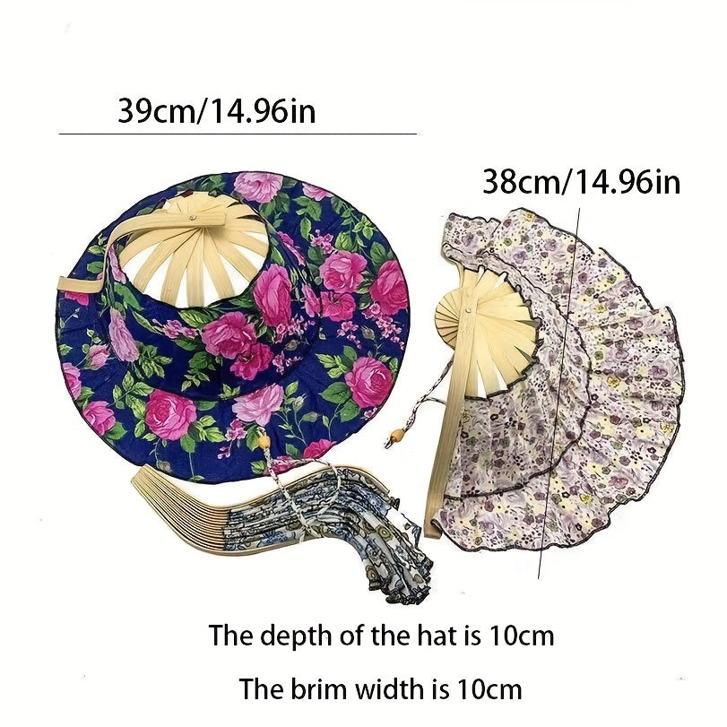 Portable Bamboo Hat for Women with Built in Fan