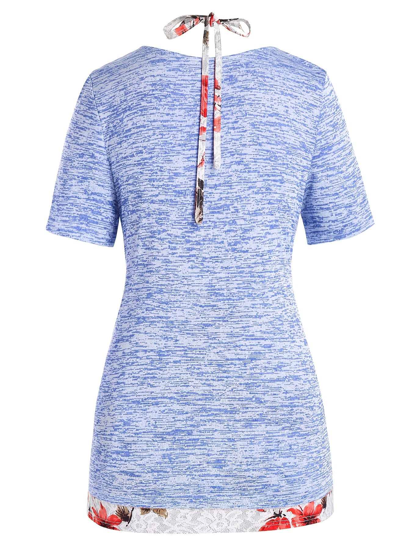 Women's Plus Size Short Sleeve Tee & Halter Neck Top Set