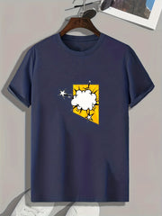 Explosion Pattern Print Men's Comfy Sports T shirt Graphic Tee