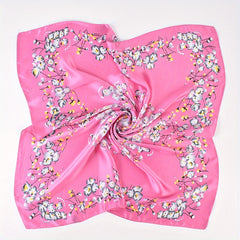 Small Flower Print Bandana Silk Square Scarf Satin Neckerchief Head Wrap