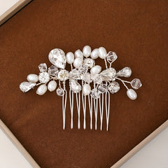 Crystal Faux Pearl Hair Comb Head Jewelry Insert Comb