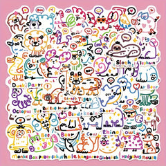 50pcs Cartoon Animal Series Waterproof DIY Sticker Pack
