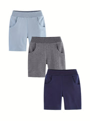 3pcs Boys Comfortable Shorts Set Stretch Quick-drying for Outdoor Summer