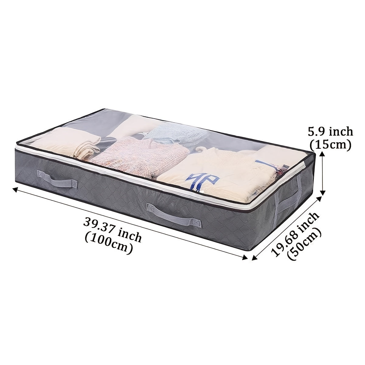 Large Capacity Zipper Storage Organizer Container Underbed B