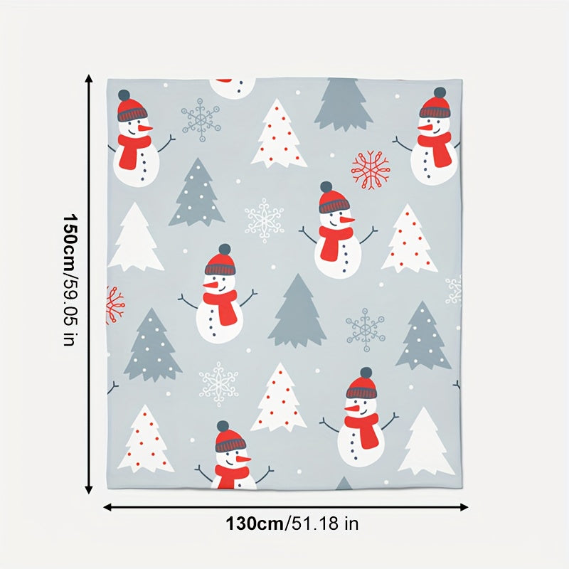 Christmas Snowman Print Flannel Blanket Soft & Warm for Sofa Office Bed Camping