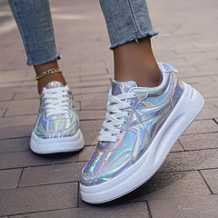 Colorful Faux Leather Skate Shoes Flat Outdoor Sneakers