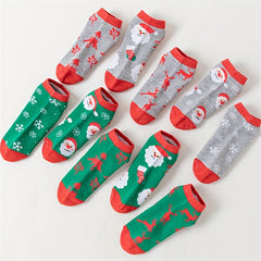 10 Pairs Cartoon Print Socks & Christmas Ankle Socks Women's Stockings