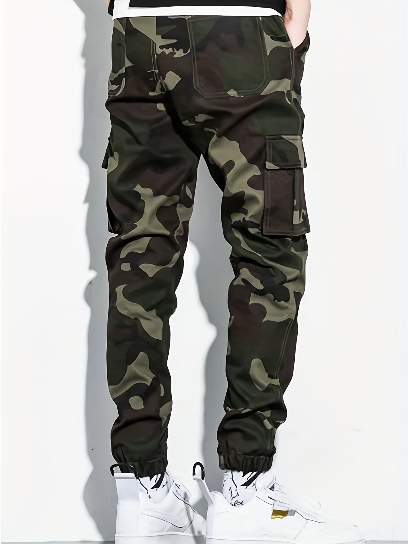 Camouflage Pockets Men's Cotton Cargo Pants Comfy Jogger Pants Work Pants