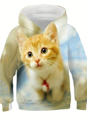 3D Cat Pattern Hoodie for Kids Hooded Long Sleeve Top