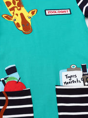 Baby Girls Striped Giraffe Embroidery Dress for Summer