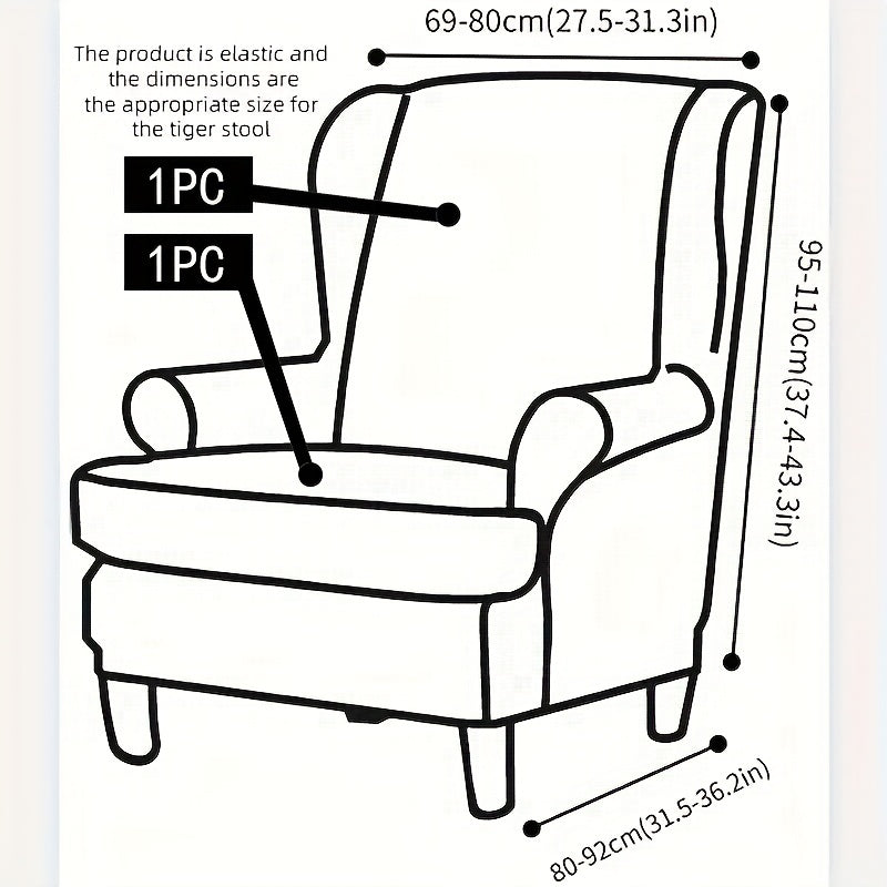 2 Milk Fiber Wingback Chair Covers, Removable Washable Armchair Slipcove