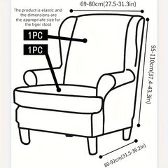 2 Milk Fiber Wingback Chair Covers, Removable Washable Armchair Slipcove