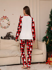 Christmas Elk Print Pajama Set Long Sleeve Top & Plaid Pants Women's Sleepwear