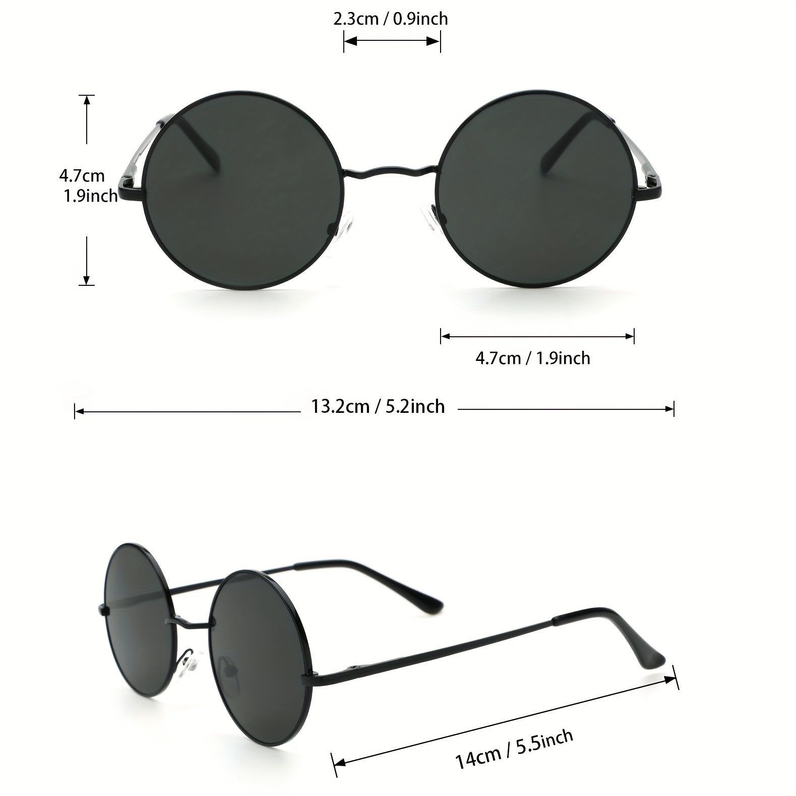 Men's Round Frame Sunglasses Classic Casual Style