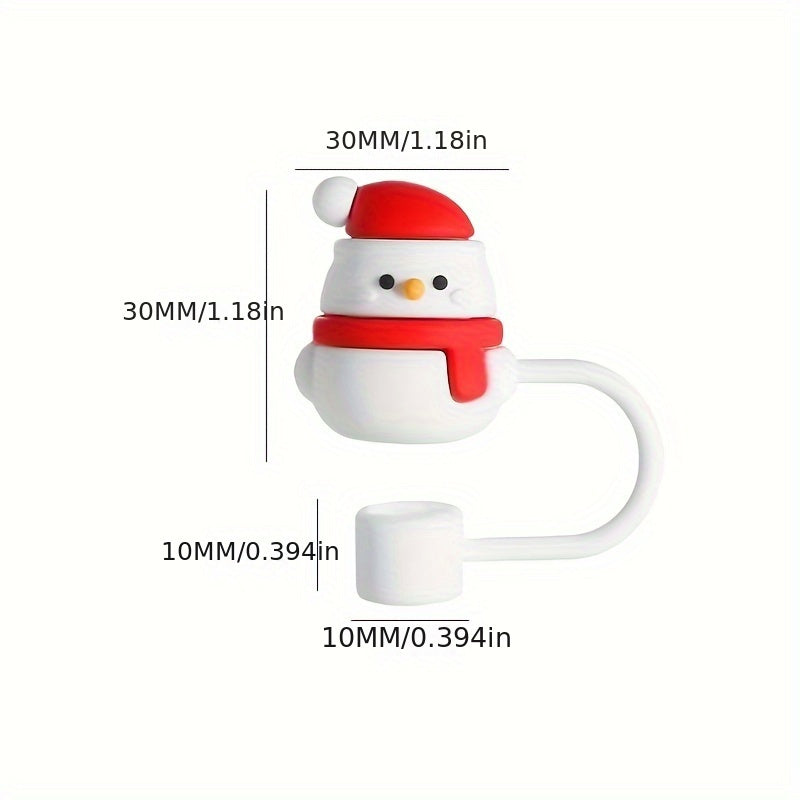 6pcs Christmas Silicone Straw Cap Dustproof Cover Plug