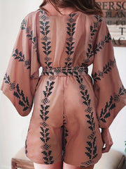 Boho Surplice Neck Romper Wide Leg