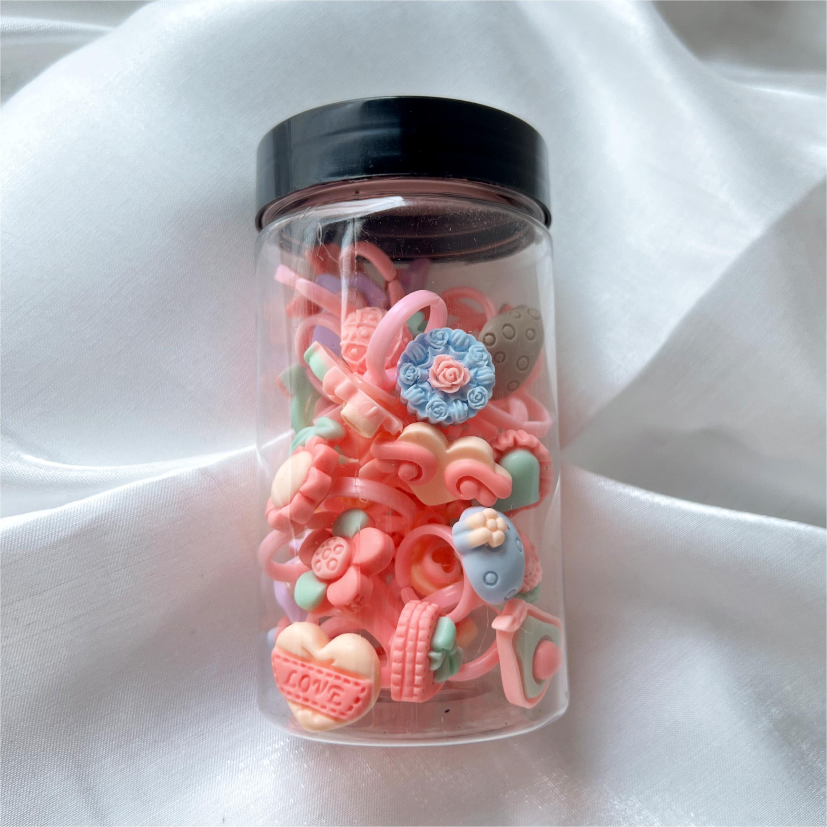 30pcs Fruit & Veggie Kids Rings Pink Finger Ring Hand Decor Children's Jewelry