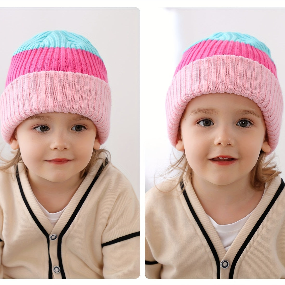 Warm Striped Kids Baby Woolen Hat for Autumn & Winter
