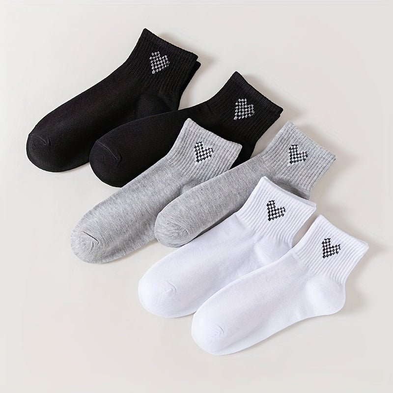 6 Pairs Heart Print Socks Women's Mid Tube Stockings