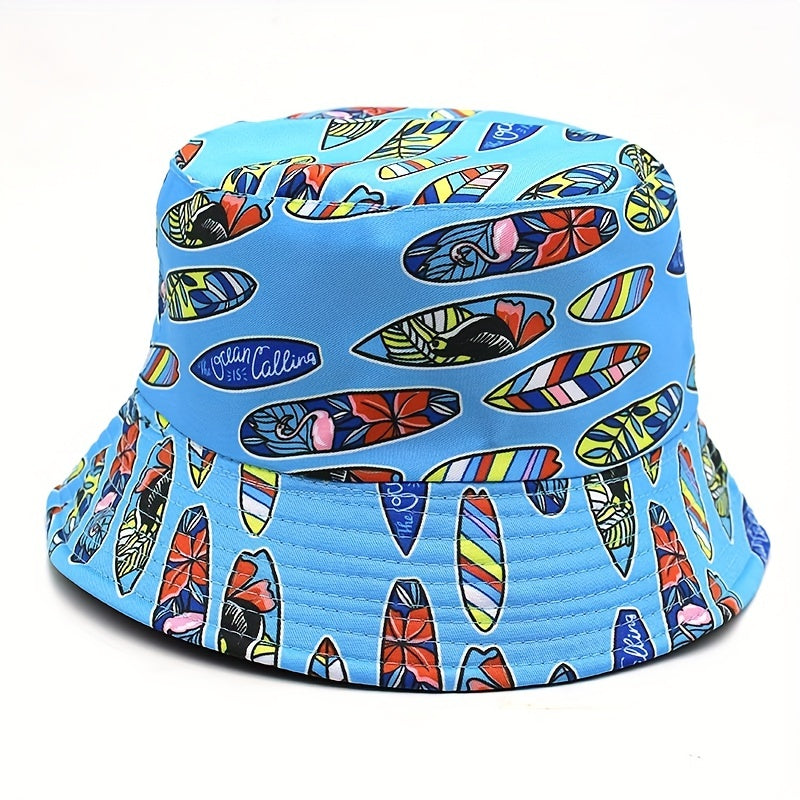 Colorful Skateboard Pattern Sunshade Bucket Hat for Outdoor Travel