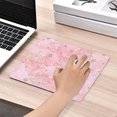 Pink Snowflake Boho Pattern Mouse Pad - Non Slip Rubber