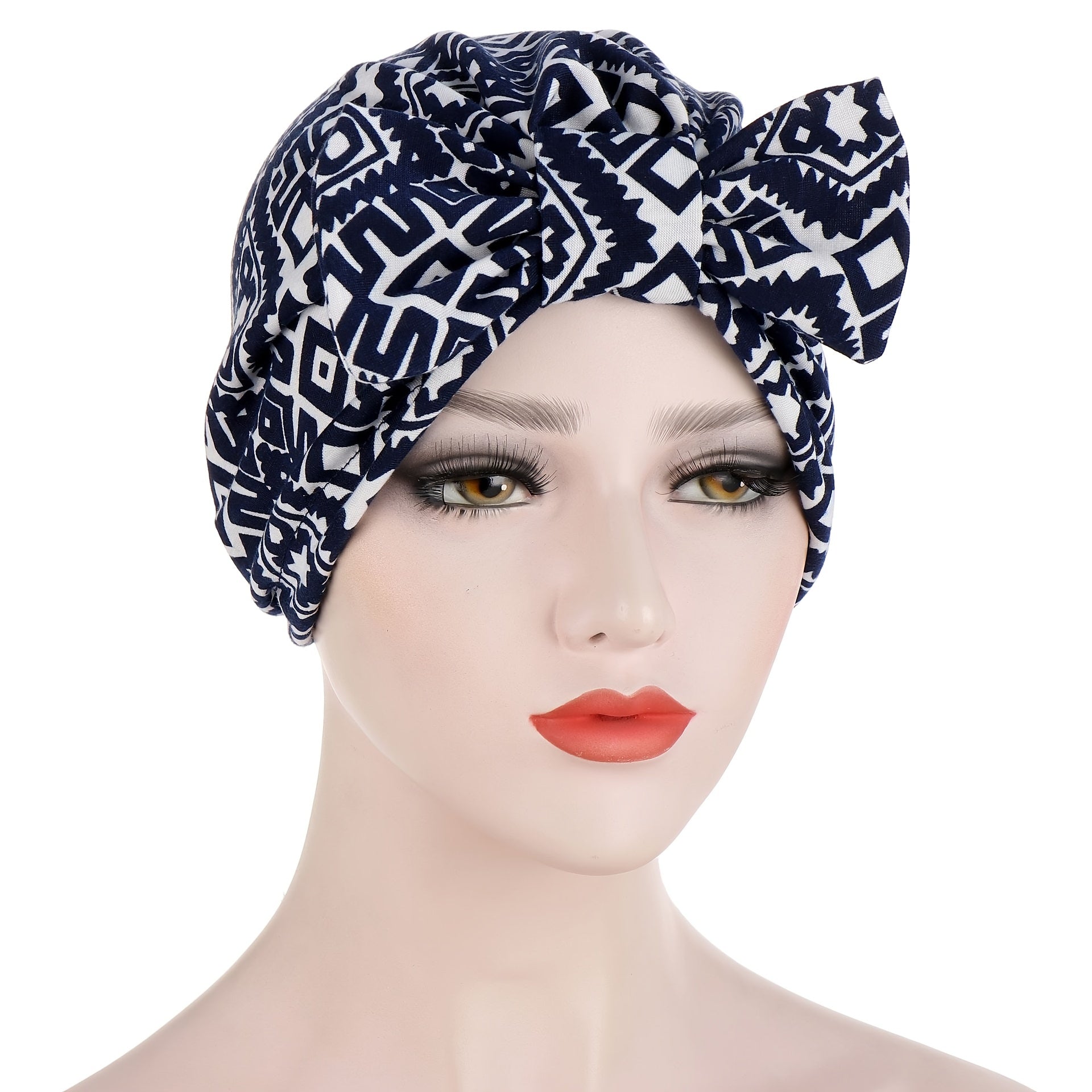 Vintage Bow Beanie Lightweight Hair Styling Cap Turban Hat