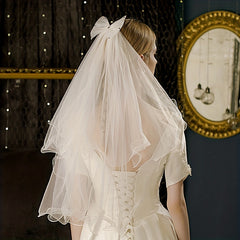 Short 2 Tiers Bridal Wedding Veil with Comb Head Accessories