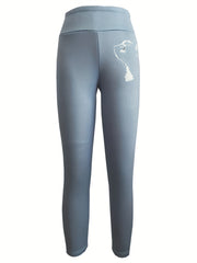 Cat Print High Waisted Tummy Control Fleece Lined Yoga Pants