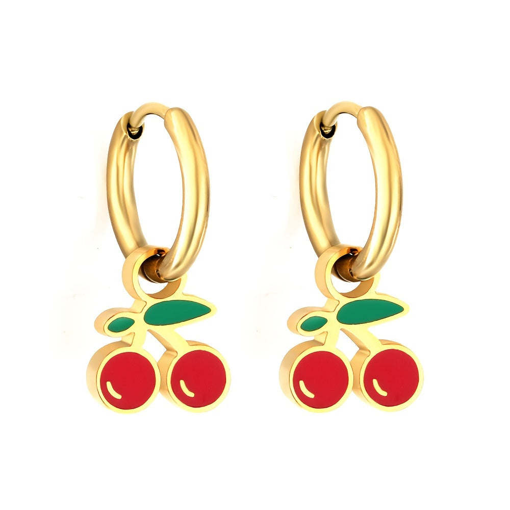 Fruits Drop Earrings For Girls - Little Cherry Strawberry Watermelon Shaped