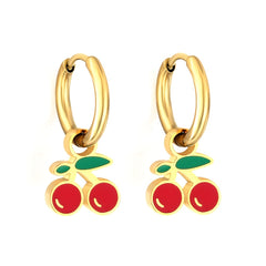 Fruits Drop Earrings For Girls - Little Cherry Strawberry Watermelon Shaped
