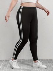 Casual Leggings 2 Strips Medium Stretch Sporty Bottoms