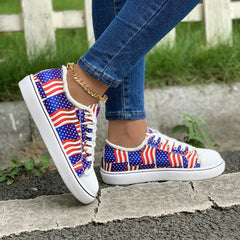 Women's Flag Canvas Shoes Low Top Sneakers for 4th of July