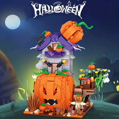Halloween Pumpkin House Building Brick Toy Spooky Room Decor