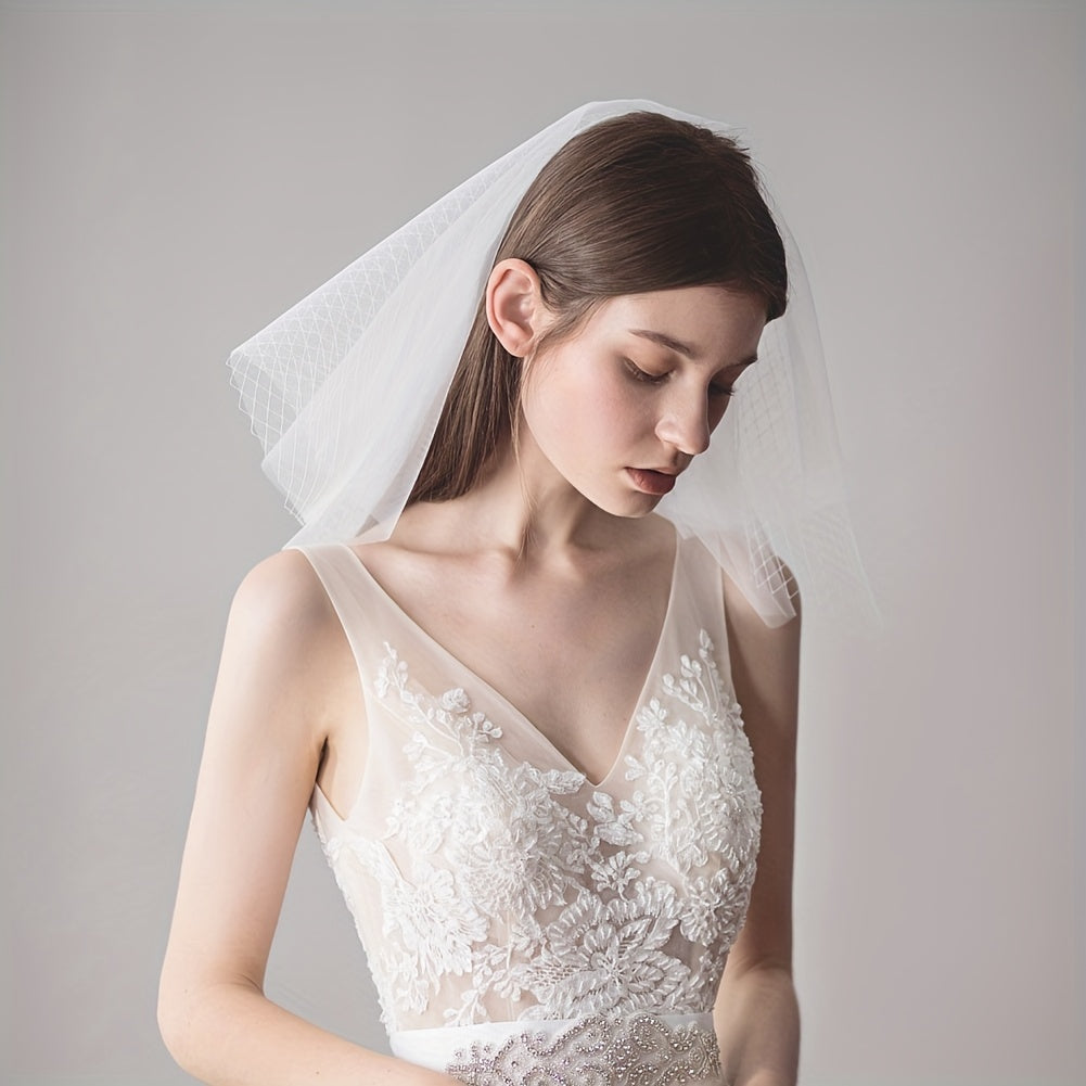 Layer Mesh Head Veil With Comb Back Veil Bridal Wedding Hair Accessories