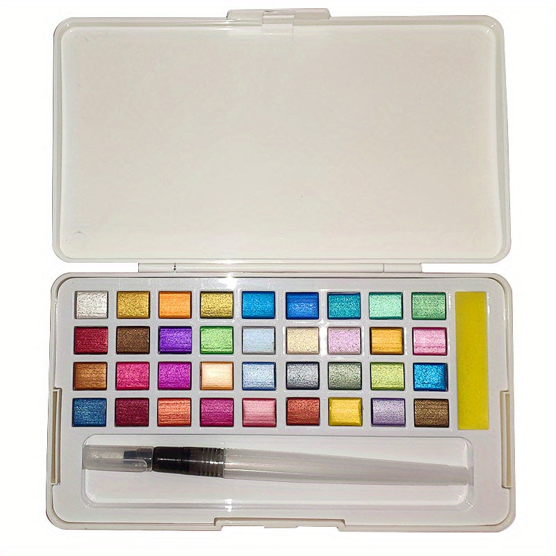 36 Metallic Watercolor Paint Set w/ Water Brush Pen for Painting