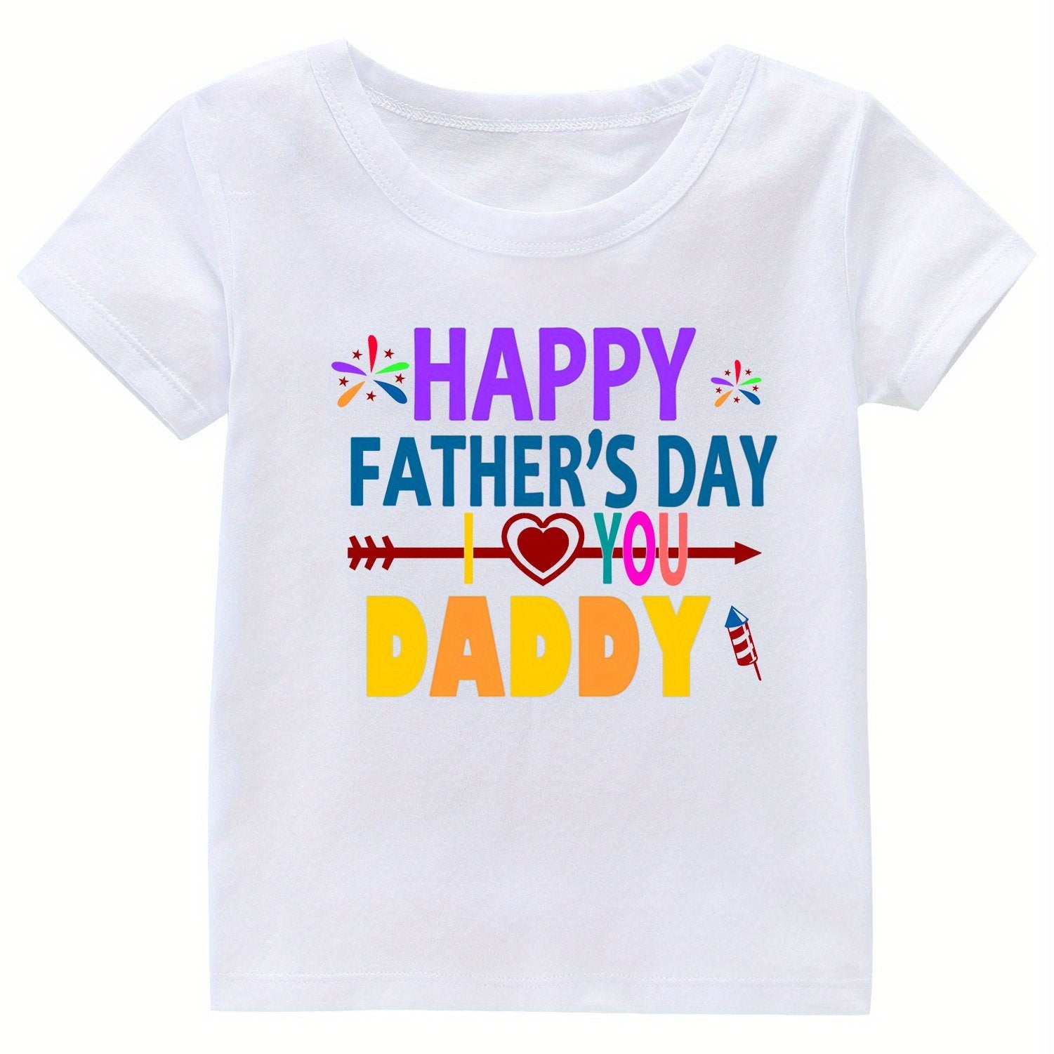 Father's Print Girl's Cotton T shirt Casual Tee For Summer