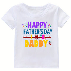Father's Print Girl's Cotton T shirt Casual Tee For Summer
